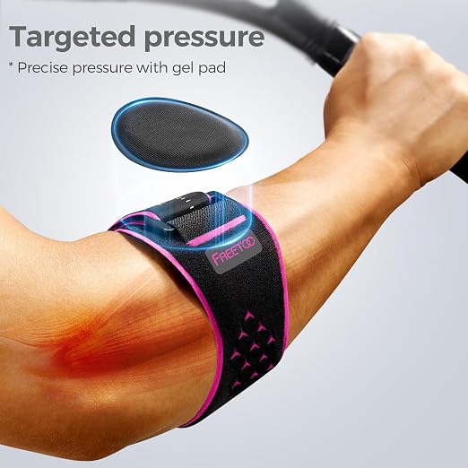 FREETOO Tennis Elbow Brace for Men Women for Tendonitis,Golfers Elbow | Tennis Elbow Strap Band,Forearm Brace,Counterforce Brace,Lateral Medial Epicondylitis,Gel Pad,Adjustable,Compression
