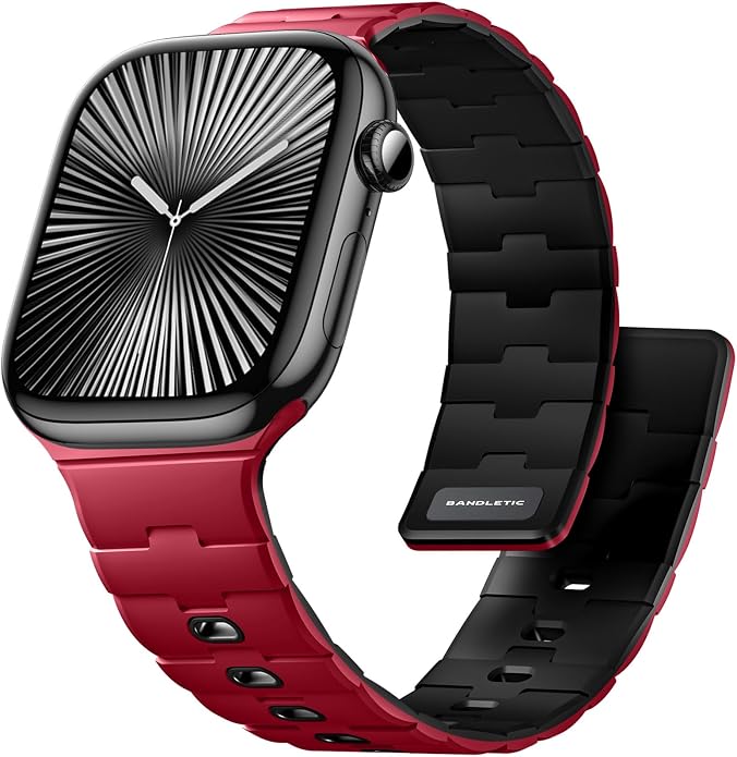Bandletic Magnetic Silicone Watchband Compatible with All Apple Watch | Strong Magnet Sport Strap for iWatch Ultra 49mm Series 11-1 SE 46mm 45mm 44mm 42mm 41mm 40mm 38mm, Ideal for Men Women