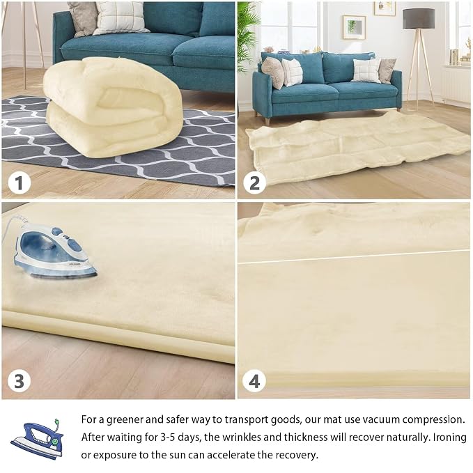 Baby Play Mat for Floor Nursery Rug Muscle Mat Area Rug Playroom Rug 50"x50" Playpen Mat Elastic Foam 1.3" Thick Crawling Mat for Babies,Toddlers, Infants, Kids,Light Beige