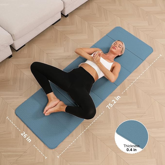 PAIDU Foldable Yoga Mat 10mm Thick, 75"x26" Non-Slip Fitness Exercise Mat | SGS Certified| uick Fold，Easy Storag，Portable for Yoga/Pilates/Studio/Home Workout
