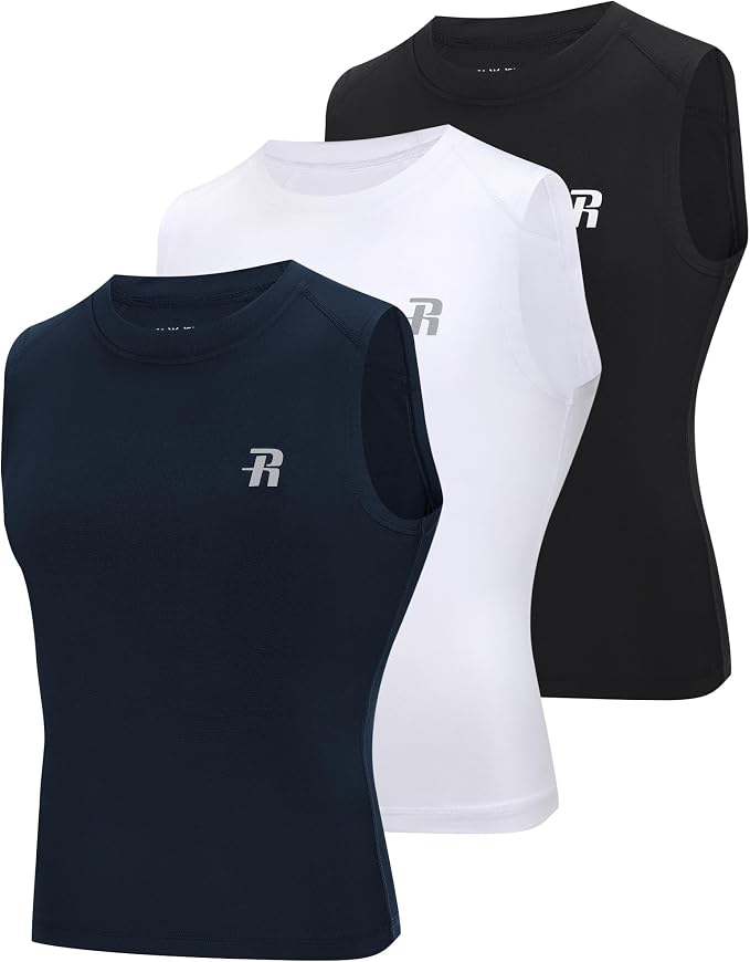 Runhit Boys Sleeveless Compression Shirt Kids Athletic Tank Tops Youth Quick Dry Undershirt for Football Basketball