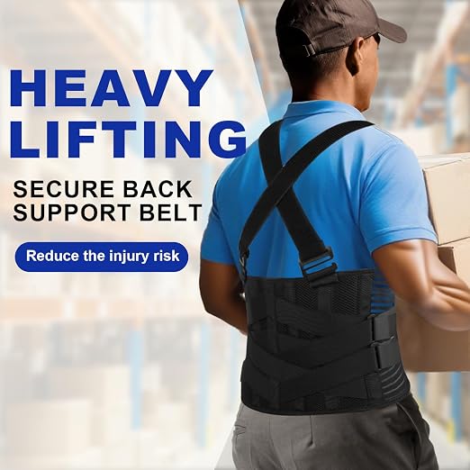 DARLIS Work Back Brace with Removable Suspender Straps, Posture Corrector Protector for Heavy Lifting Safety, Back Support Belt for Men Women in Construction, Moving, Warehouse Job XL/2XL(44"-51.2")