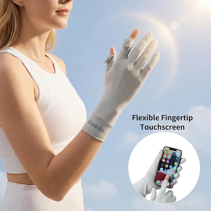Women Driving Gloves, UV Protection Sun Gloves, Touchscreen Full Finger | UPF 50+ fabric blocks 99% UV rays, protecting hands during driving, cycling, fishing, hiking and outdoor activities