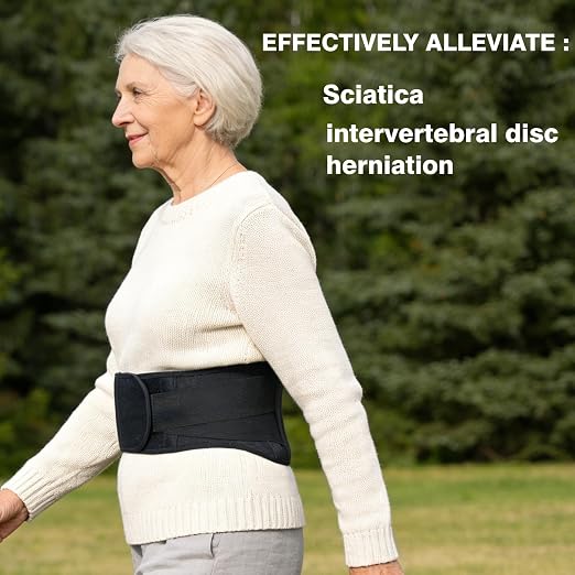 Back Brace for Women Lower Back Pain, Lumbar Support Belt | Wide Lumbar Support Belt, 5 Removable Metal Stays, Lightweight Breathable Back Brace, Sciatica & Disc Relief (M:33"-37")