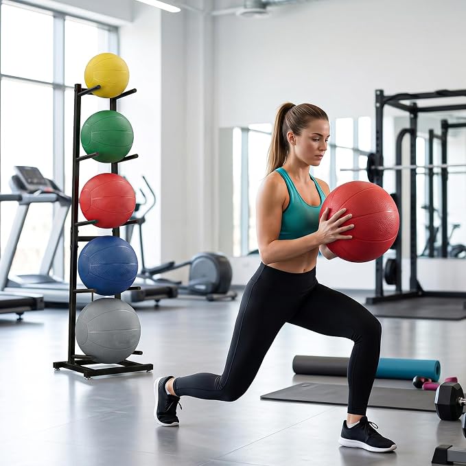 Medicine Ball Rack with Diameter Up to 11 inches | 6 balls rack capacity, perfect for organized gym, fitness & sports storage