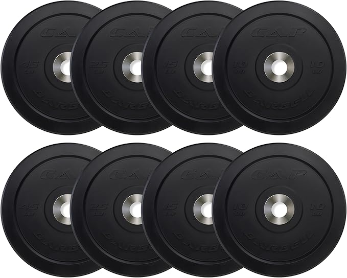 CAP 2-inch Olympic Bumper Plate Weight Set | 100-370 lbs | Multiple Colors | Storage Rack Optional
