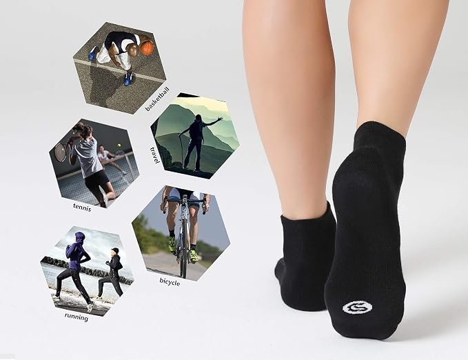 CS CELERSPORT 6 Pairs Women's Running Ankle Socks Athletic Sport Socks Cushioned