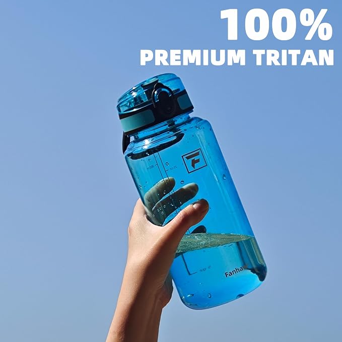 Fanhaw 32 Oz Clear Tritan Water Bottle, BPA-Free & Leak-Proof, Wide Mouth with Anti-dust Chug Lid, Reusable Plastic Bottle for Gym, Travel, School & Office, Back to School Essentials (Red)