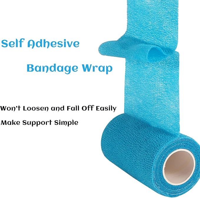 6 Rolls Elastic Self Adhesive Bandage Wrap 4 Inch, Breathable Non Woven Cohesive Bandage, Vet Wrap for Dogs, Ankle Sprains Swelling Tape, Sports Athletic Tape Blue