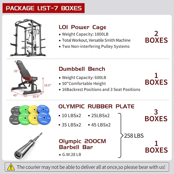 Power Rack Power Cage Multi-Function Squat Rack with Cable Crossover System Selectable More Training Attachment Power Rack for Garage & Home Gym
