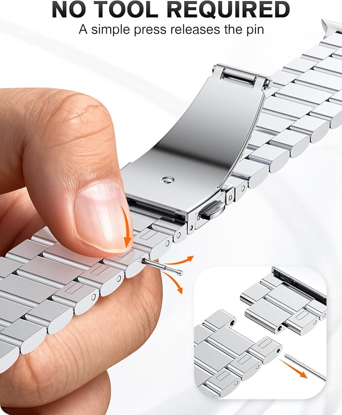 EPULY Metal Band Compatible with Apple Watch Bands for Men 49mm 46mm 45mm 44mm 42mm, Business Stainless Steel Strap for iWatch Series 11 10 9 8 7 6 5 4 3 2 1, SE3 2 1, Ultra3 2 1, No Tools Required | 49/46/45/44/42mm Stainless Steel Strap for Business ...
