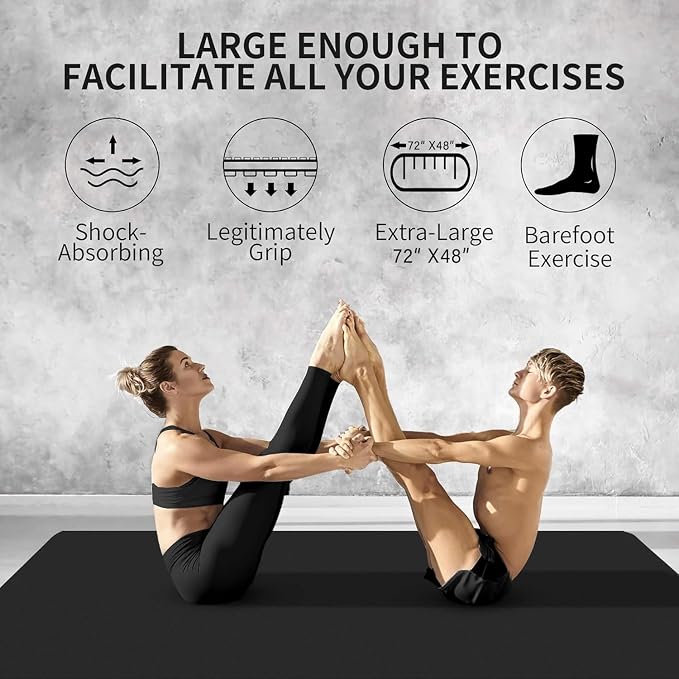 CAMBIVO Extra Long Wide Yoga Mat, Thick PVC Workout Mat | For tall and plus-size, cushioned PVC with non-slip bottom, for home gym pilates barefoot and bodyweight training