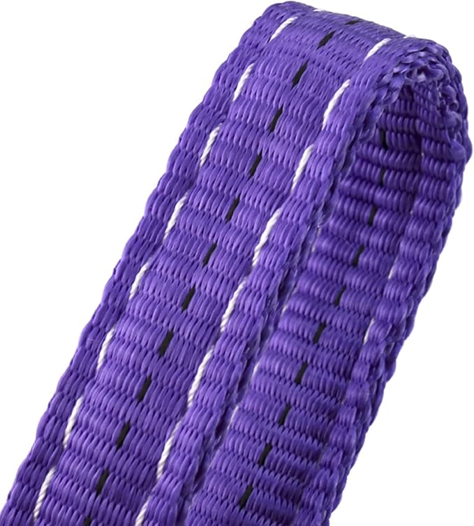 QWORK Lifting Slings Straps with Hooks - 5 Feet, 4409 Pounds Capacity, 2 Pack Polyester Webbing - Purple Rigging Straps for Engines, Cranes, Hoists