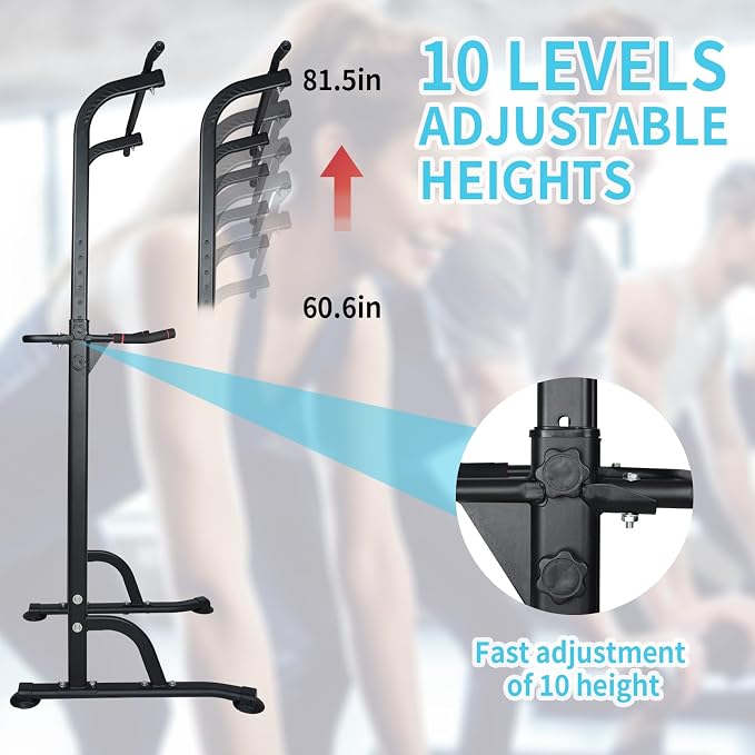 Adjustable Height Dip Bar Station, Heavy Duty Dip Station for Home Gym,Multi-function Dip Station Pull Up Bar Full Body Strength Training Workout Fitness Equipment for Tricep Dips