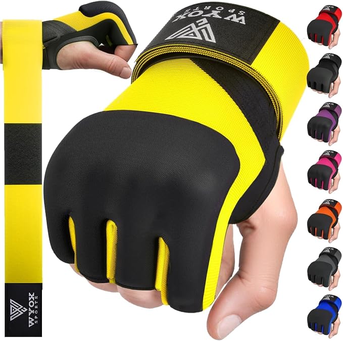 WYOX Neoprene Gel Boxing Hand Wraps Inner Gloves for Men & Women – 80cm/31in Quick Wrist Strap, Padded Knuckle Protection, Fingerless MMA Muay Thai Kickboxing Wraps for Training & Martial Arts
