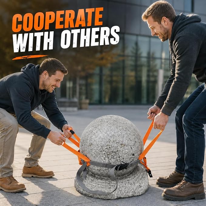 Garden Flower Pots Pot Moving Strap,with Handle,Landscaping Lifting Straps, Move Heavy Flower Pots, Planters, Trees, Rocks,Pot Tool,Up to 200 lbs,Gray Orange,Middle and Small