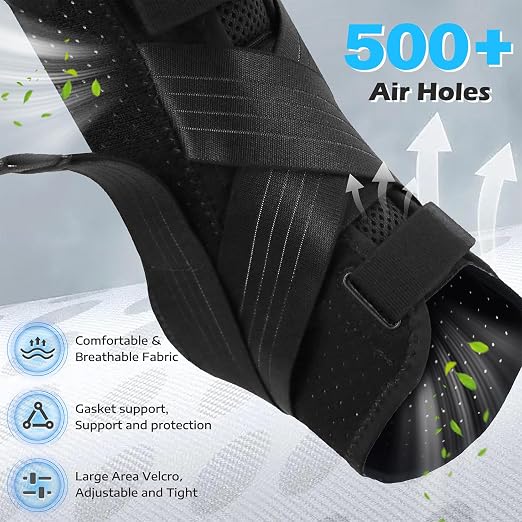 Ankle Brace for Sprained Ankle, 2 Removable Splints, Figure 8 Strap | Ankle Support for Men and Women, Adjustable Air Fabric Cool Ankle Stabilizer for Injury Recovery, Running, Sports