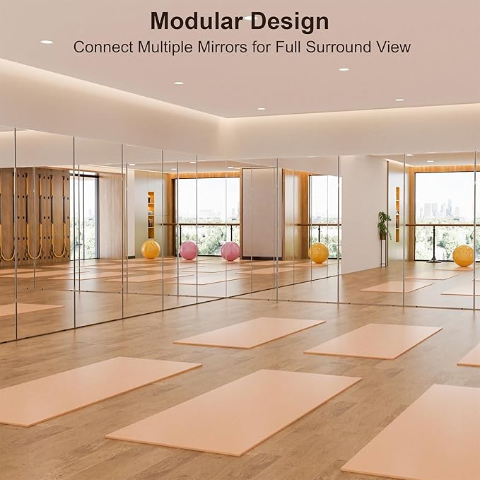 NanoMirror Space-Saving 360° Folding Full Length Mirror, 63" x 47" Ultra-Large Wall Mounted Shatterproof Foldable Design for Home Gym, Yoga, Dance, Fitness Studio, Silver
