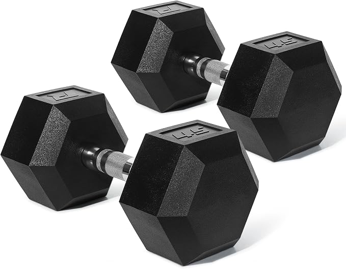 RitFit 5-650 LBS PVC Hex Dumbbell Sets with Optional Rack for Home Gym | PVC Coated Anti-Roll Hex Design, Chrome Handle with Ergonomic Grip, Full Body Strength Training with Optional Rack
