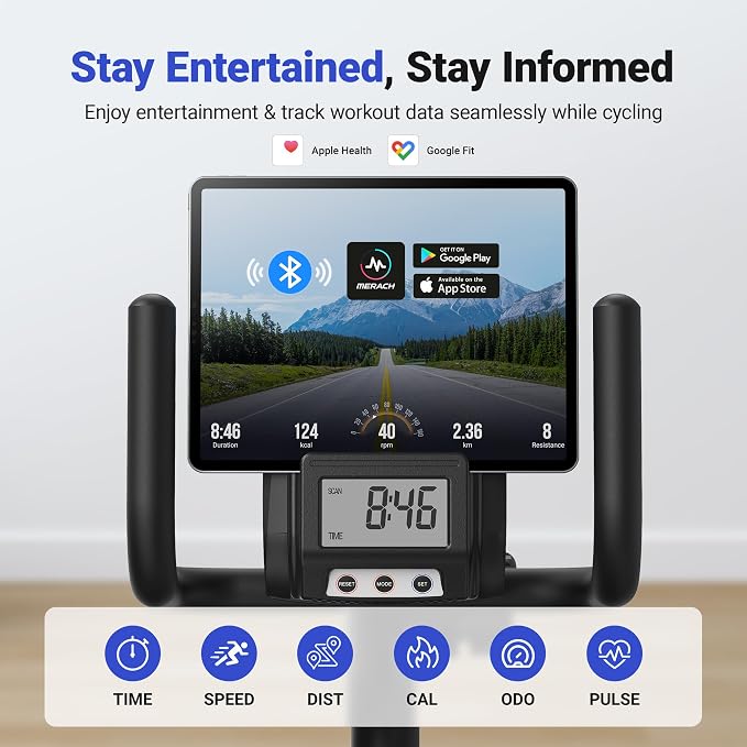 MERACH Recumbent Exercise Bikes for Home with Smart Bluetooth Equipment App | LCD, Heart Rate Handle Stationary Bikes for Home, Magnetic Recumbent Exercise Bike for Seniors Gym S08/S23