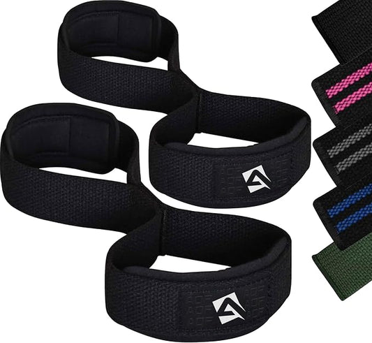 AQF Figure 8 Weight Lifting Straps, Padded Cuff Support for Deadlift
