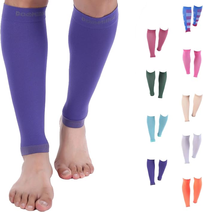 Doc Miller Compression Calf Sleeve for Men & Women, 20-30mmHg | Graduated Support for Running, Shin Splints, Calf Strain, Knee High, Small to 6XL Plus Size