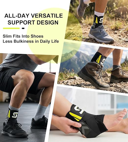 Quick Lace Up Ankle Brace for Sprained Ankle, Slim Fit Ankle Support Brace with Side Stabilizing Pads for Men & Women, Adjustable Ankle Stabilizer for Injury Recovery, Running, Sports, L-Support Plate of 2