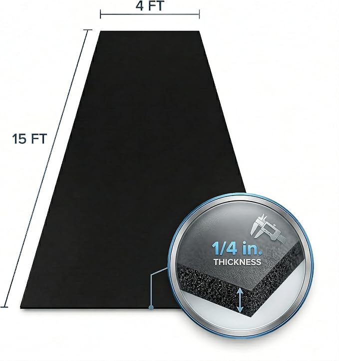 Flooring Inc's 1/4" Thick Tough Rubber Flooring Roll | Flexible Recycled Rubber Floor Mats for Home Gym | Heavy Duty Rubber Mat for Home Gyms, Sheds, Horse Stall Mat or Trailer