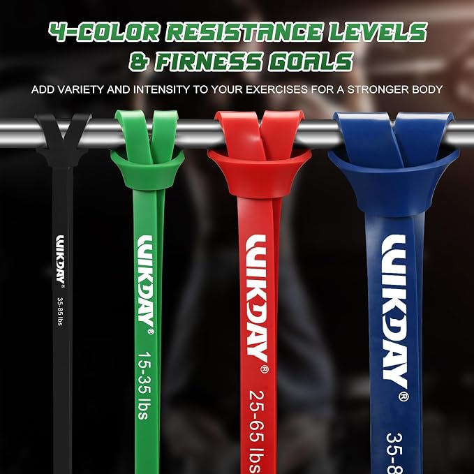 WIKDAY Resistance Bands for Working Out, Exercise Bands, Workout Bands, Pull Up Assistance Bands for Body Stretching Training Physical Therapy Muscle Training for Men & Women