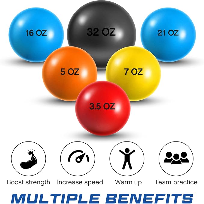 Hungdao 6 Pcs Weighted Plyo Training Balls Variable Plyo Weighted Balls Practice Weighted Baseball Weighted Ball Set for Throwing Pitching Power Improving Accessories, 6 Colors
