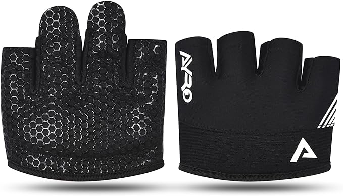 AYRO Workout Gloves for Men & Women, Minimal Short Partial Gym Gloves, Weight Lifting Gloves with Full Palm Protection, Extra Grip Pads & Hand Support for Training & Fitness