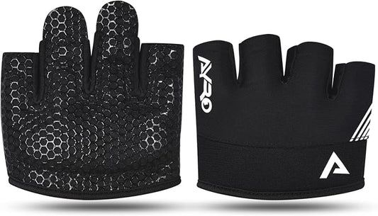 AYRO Workout Gloves for Men & Women, Minimal Short Partial Gym Gloves, Weight Lifting Gloves with Full Palm Protection, Extra Grip Pads & Hand Support for Training & Fitness