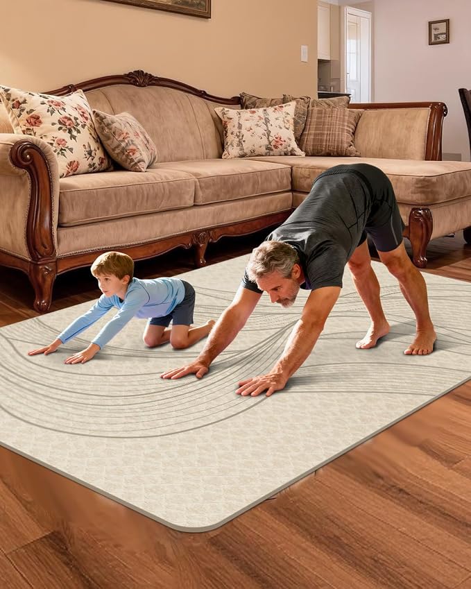 Large Yoga Mat (75.5"x47.6"x0.4"）Extra Wide & Thick 10mm | Non-Slip Exercise Mat, High-Density TPE Mat for Yoga Pilates & Home Gym Workouts