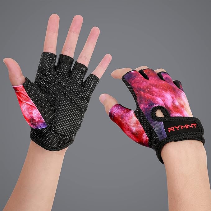 Workout Gloves for Women Men, Weight Lifting Gloves Padded, Full Palm Grip | Gym Grip Gloves for Weightlifting, Rowing, Exercise, Cycling, Dumbbells, Kettlebells, Home Work Out Equipment, Half-finger