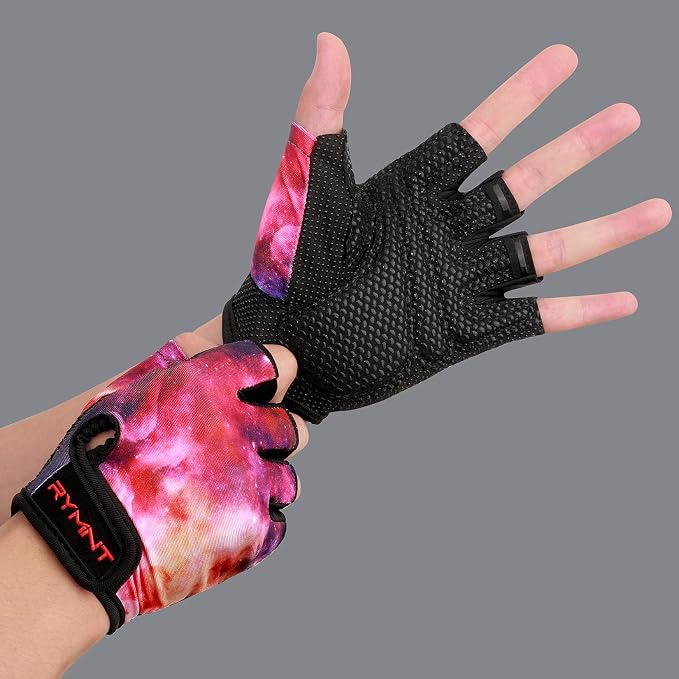 Workout Gloves for Women Men, Weight Lifting Gloves Padded, Full Palm Grip | Gym Grip Gloves for Weightlifting, Rowing, Exercise, Cycling, Dumbbells, Kettlebells, Home Work Out Equipment, Half-finger