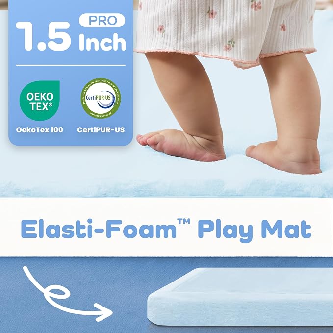 1.5" Thick Baby Play Mat for Floor,59x71 Padded Playpen Mat, Non-Slip | Ultra Soft Playmat for Baby,Tummy Time Foam Mats,Cushioned for Infant,Kids and Toddler Crawling,Easy Care