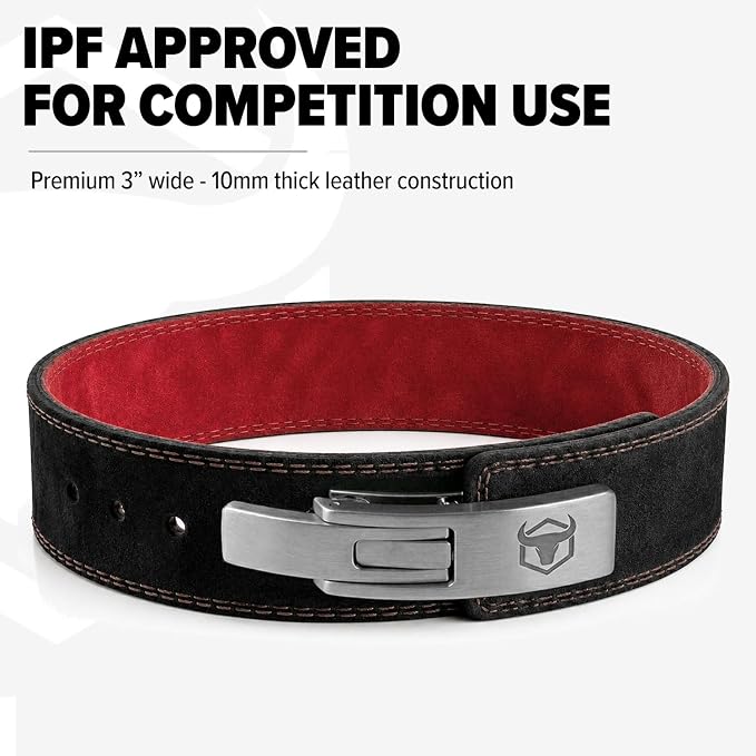 10mm Powerlifting Lever Belt 3 Inch - IPF Approved Weight Lifting Belt for Powerlifting, Squat, Bench & Deadlift – Premium Leather Weightlifting Lever Belt for Men & Women