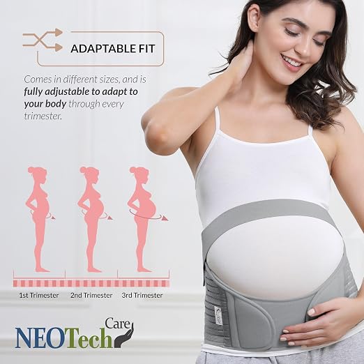NeoTech Care Pregnancy Belly Band, Maternity Belt, for Pregnancy Belly Support, Back/Pelvic Support (Size XXL, Grey Color)
