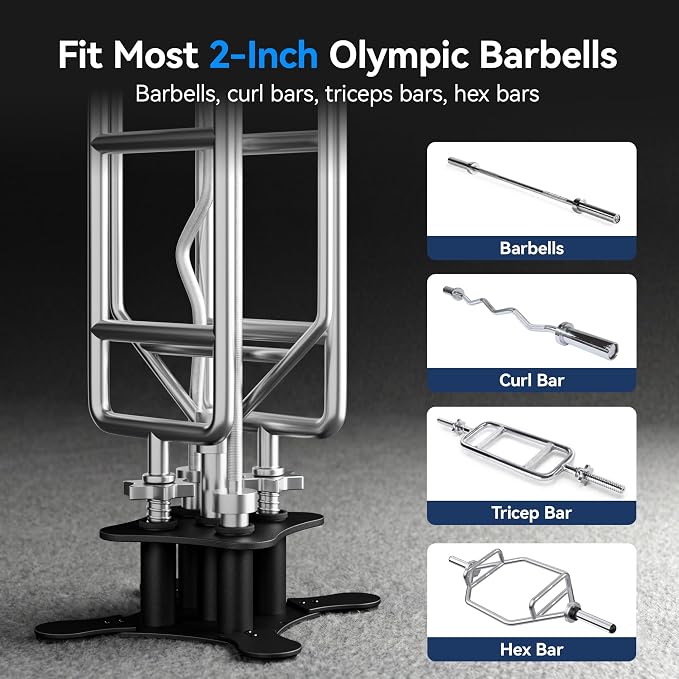 Vertical Barbell Holder for 2-Inch Olympic Bars | Bar Storage Rack for Barbells, Curl Bars, Triceps & Hex Bars