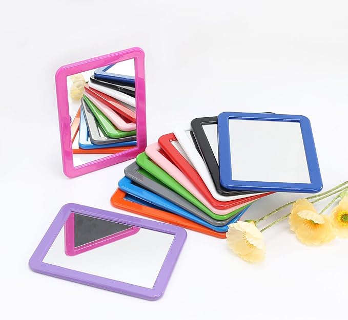 PTY Magnetic Real Glass Mirror for School or Gym Locker, 5" x 7" - Locker Accessory - Small Makeup Mirror for Fridge, Toolbox, Office Cabinet, Workshop (Cotton Candy)