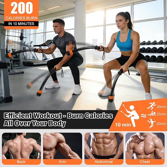 Weighted Ropeless Battle Ropes Adjustable Weight - Portable Cordless Battle Ropes for Home Gym with Workout Poster, Strength Building, HIIT & Low-Impact Cardio Training for Men & Women (Black)