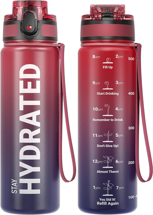 Sahara Sailor Water Bottle 17oz, Durable and Leakproof Water Bottles Motivational with Time Marker, Tritan, BPA Free, Wide Mouth with Easy Clean Brush for Gym, Travel, Home, School, Office (1 Bottle) | Bpa Free, Leakproof Wide Mouth With Fast Flow Lid ...