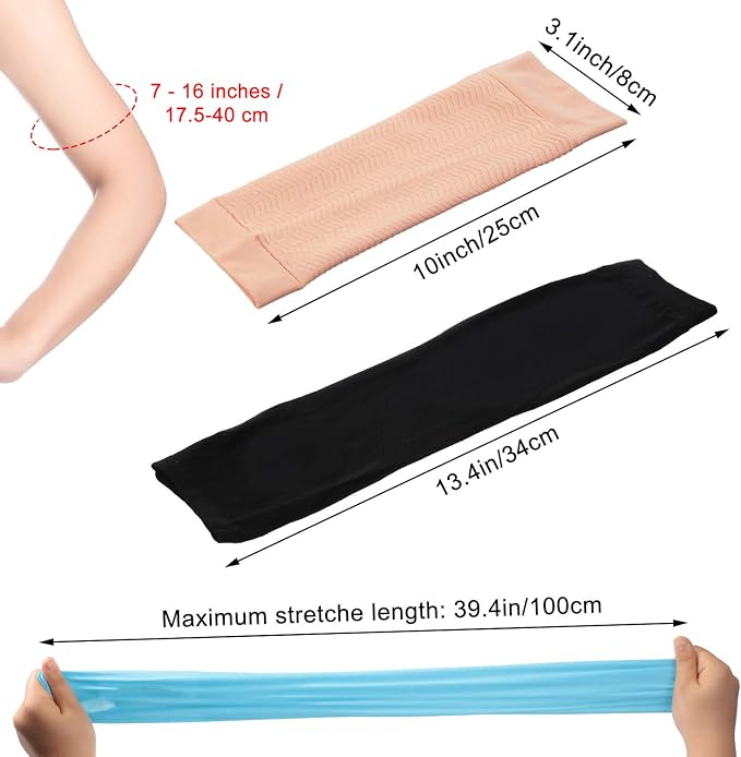 SATINIOR 8 Pairs Sun Protection Cooling Arm Sleeves Upper Compression Sleeve Plus Size Slimming Arm Shaper Wrap for Women