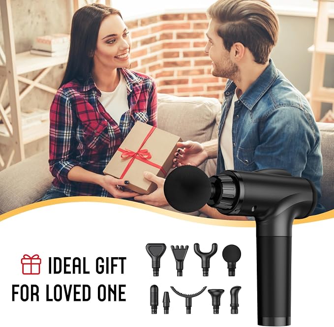 OLsky Massage Gun Deep Tissue 30 Speeds 9 Attachments Handheld (Black) | Electric Muscle Massager, High-intensity Percussion, Massage Device for Pain Relief, Quiet and Powerful, Ideal for Recovery