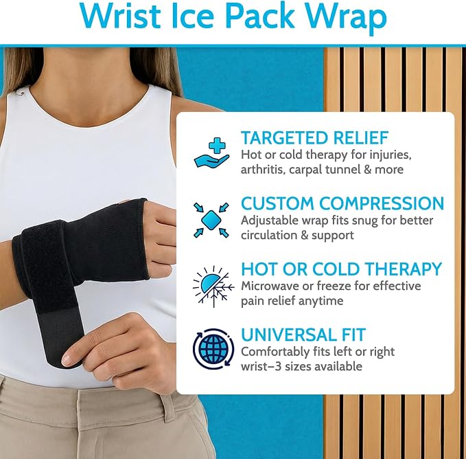 Arctic Flex Wrist & Thumb Ice Pack Wrap - Extra Strength Hot & Cold Therapy | Reusable Hand Freeze Sleeve - for Arthritis, Carpal Tunnel, Surgery, & Pain Relief (Fits Left & Right)
