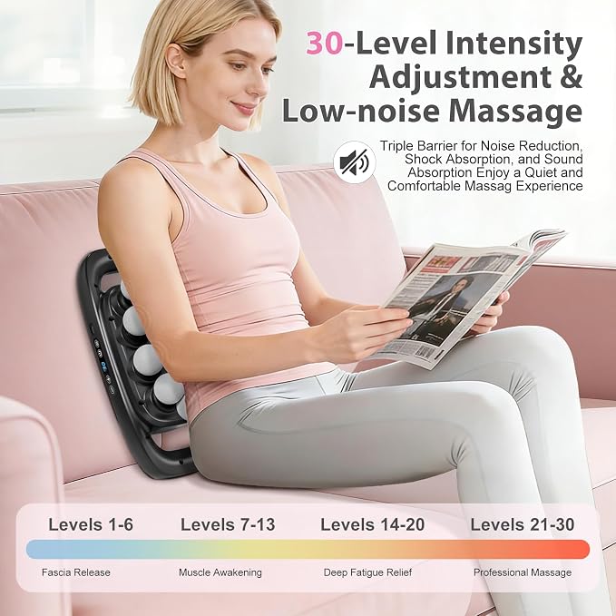 20-Head Deep Tissue Percussion Massage Gun, Portable Handheld Massager | 3 Modes & 30 Speeds, Full Body Muscle Relaxation Tool with Type-C Fast Charging, Quiet Design for Home Gym Office