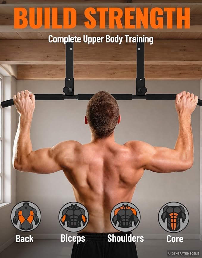 Fitarc Joist Mount Pull Up Bar, Wall Mount Pull Up Bar for Doorway | Home Gym Workout Equipment, Heavy Duty Steel Construction