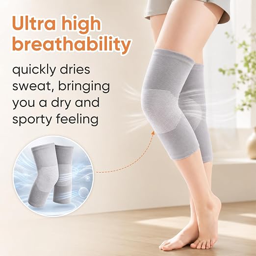 Bamboo Knee Sleeve for Knee - One Pair Bamboo Compression Knee Sleeve for Women,Bamboos Compression Knee Sleeve,Elastic Warm Knee Brace (Large(75-90KG))