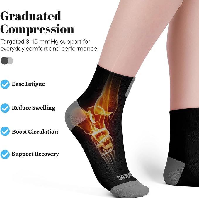 Ankle Compression Socks for Women 6 Pairs, Running Socks with Arch Support | Moisture Wicking Cushioned Plantar Fasciitis Socks for Walking, Jogging, Climbing, Tennis, Golf, Fitness and Everyday Use