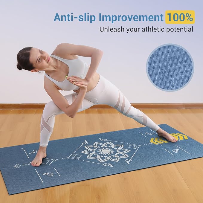 Avoalre Folding Yoga Mat, Eco-Friendly PVC Travel Yoga Mat Packable, Double Sided Non-Slip Printed Yoga Mats with Bag for Home Workout Gym Exercise Fitness Pilates Stretching (72" x 24" x 1/5" Thick)